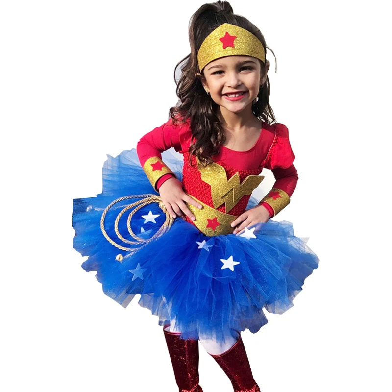 Wonder Girl Costume Dress Superhero Costume Children Halloween Costume for Kids
