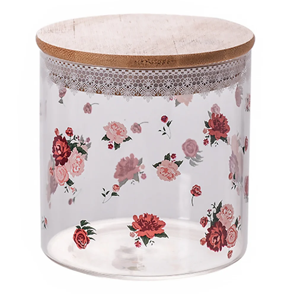

Rose Pattern Storage Pot Practical Sealing Canister Sealing Jar for Home