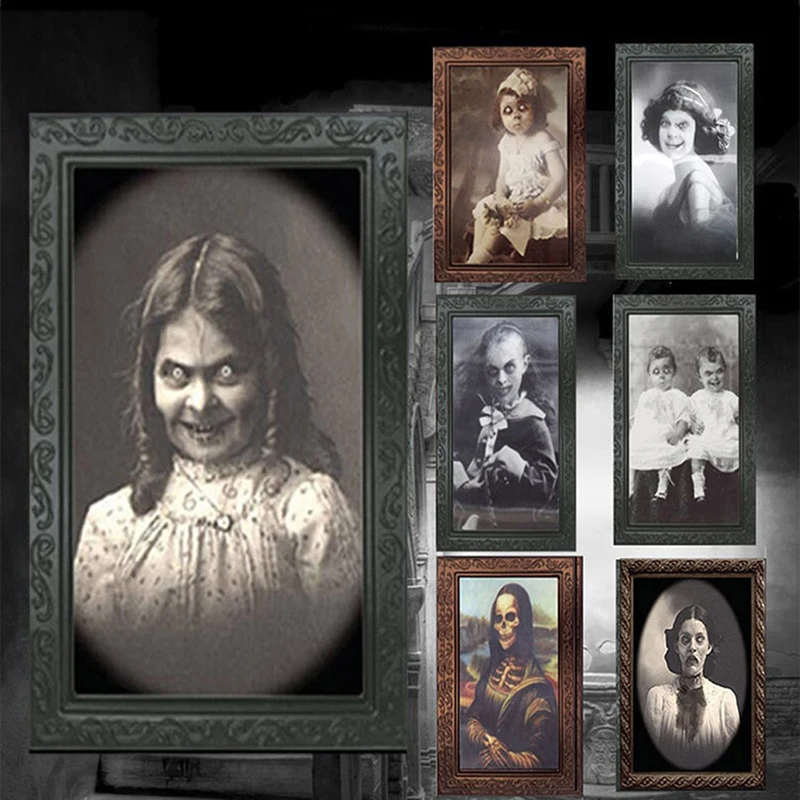 

3D фоторамка с призраками, Хэллоуин, ужасы, картины, рамки, меняющие лицо, призраки, украшение для вечевечерние НКИ на Хэллоуин, реквизит