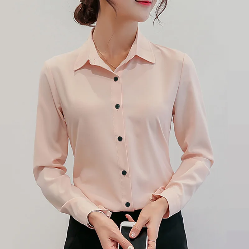 Блузка женская шифоновая с длинным рукавом модная рубашка в Корейском стиле