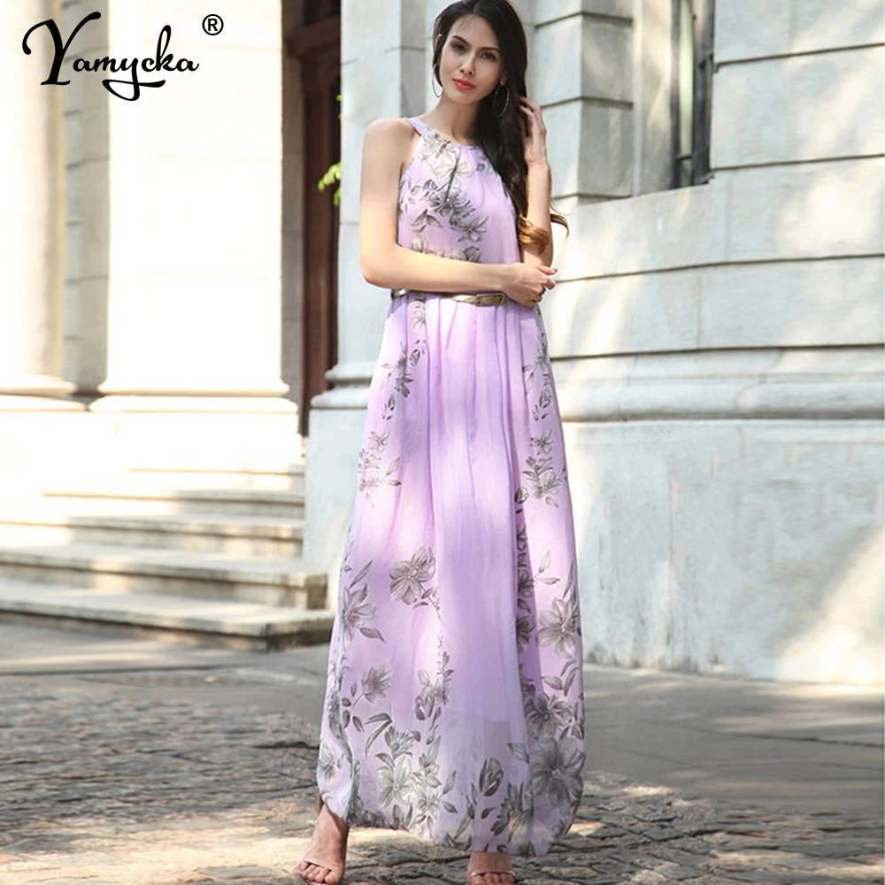 

Sexy Floral print Chiffon Summer Dress women elegant maxi Birthday party dress casual beach dress evening prom dresses vestidos
