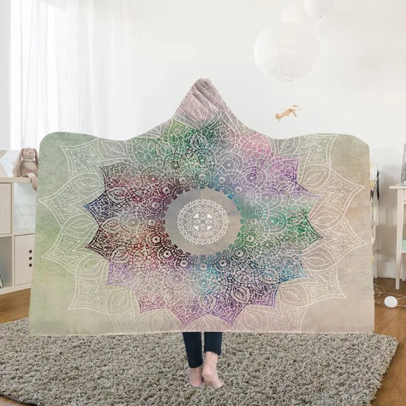Микрофибра супер мягкие удобные для носки 3D печать одеяло на кровать с капюшоном