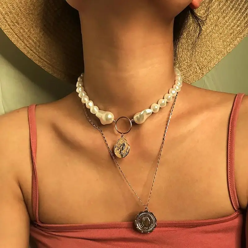 Новое ожерелье модное популярное индивидуальное многослойное серебряное