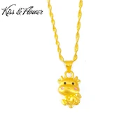 kissflower nk95 2022 fine jewelry wholesale fashion woman girl birthday wedding gift lovely cow 24kt gold pendant necklaces