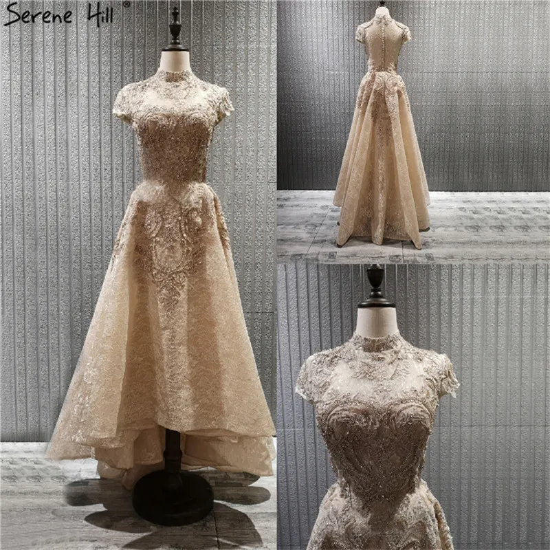 Красное вечернее платье Serene Hill 2021 с высоким воротом роскошное кружевное коротким