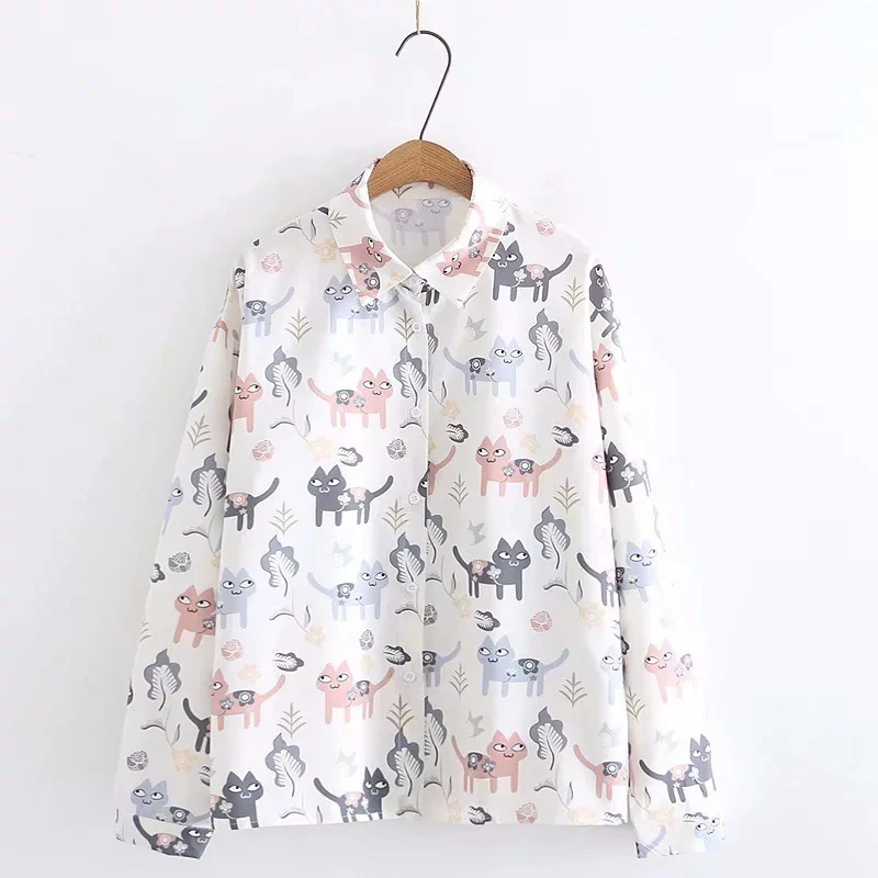 Блузка JCGO женская шифоновая с длинным рукавом модная рубашка принтом роз офисный