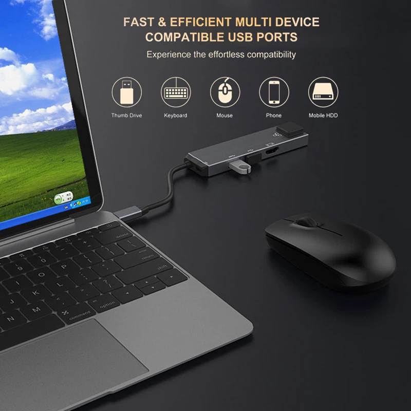 AIXXCO USB C концентратор Тип до 3 0 HDMI RJ45 адаптер док станция для MacBook Pro Huawei Mate 30 1