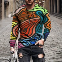 new spring autumn mens pullover long sleeve jogging sweatshirt top 3d art personality casual hip hop wear style