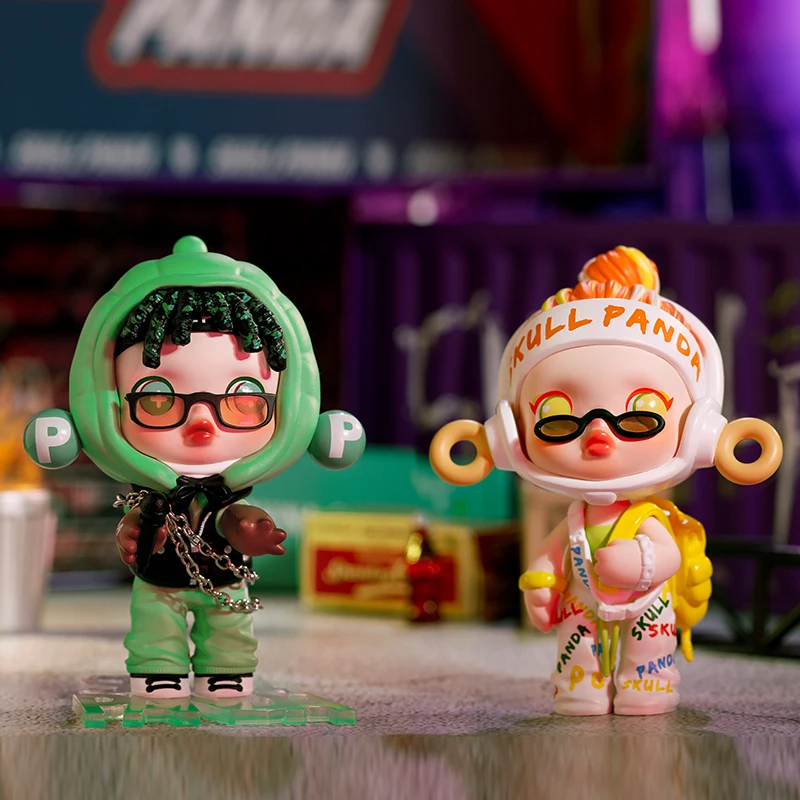 POPMART-figuras de acci&oacute;n binarias de la serie Skullpanda Hypepanda, mu&ntilde;eco de caja ciega, regalo de cumplea&ntilde;os para ni&ntilde;os-3