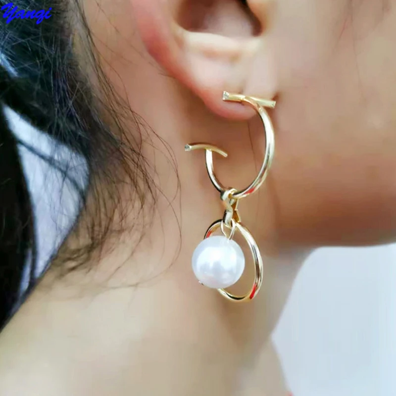 Yanqi 2019 Винтажные серьги большие для женщин массивные геометрические золотые