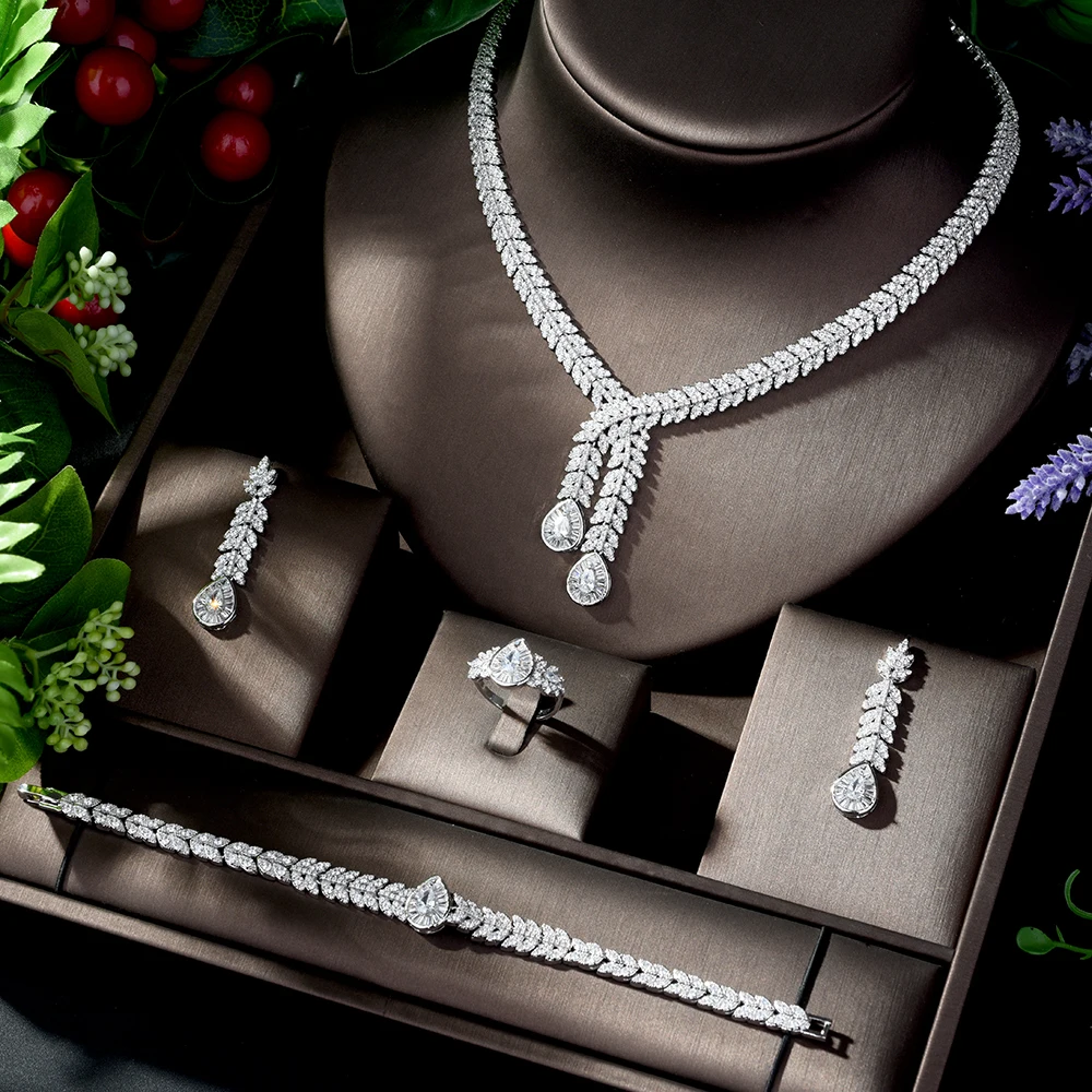 HIBRIDE роскошный Дубай серебряный цвет кубический цирконий Африканский Свадебный