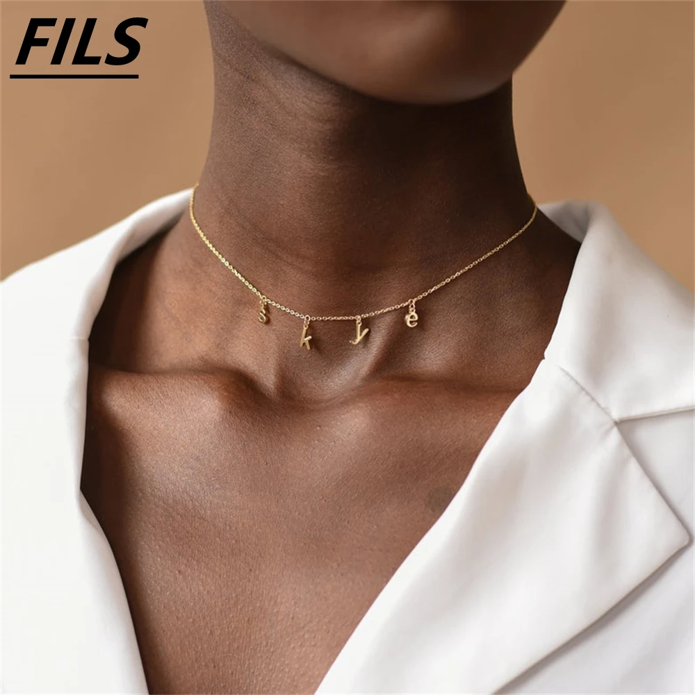 

Fils Personalized Custom Women Ncklace Stainless Steel Fashion Letter Pendant Nameplate Necklace Jewelry Gift Collar de mujer