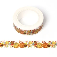 10pcslot 15mm10m thanksgiving yellow pumpkin nuts mushroom cherry washi tape decorative scrapbooking stationery masking tape