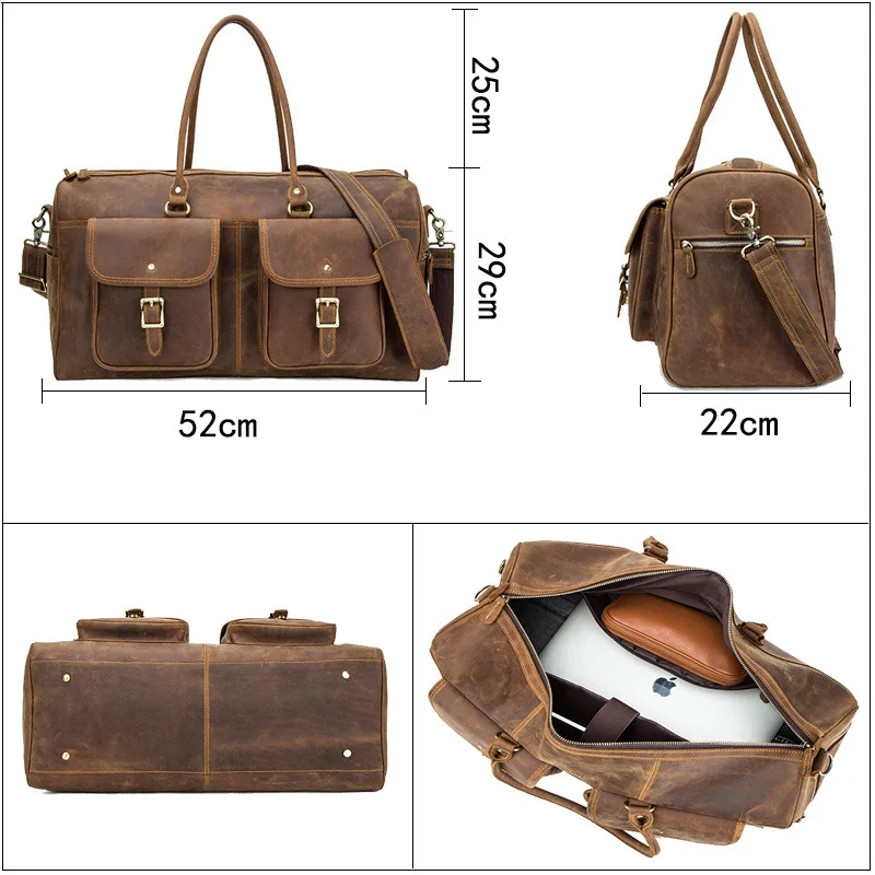 

Large-capacity Leather Travel Bag Men Handbags Genuine Leather Messenger Shoulder Bags for Male Cell Phone Pocket Vintage