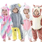 Детский Яркий комбинезон для девочек, одежда для новорожденных, пижама с капюшоном для малышей, комбинезоны с мультяшным единорогом, детская одежда для сна