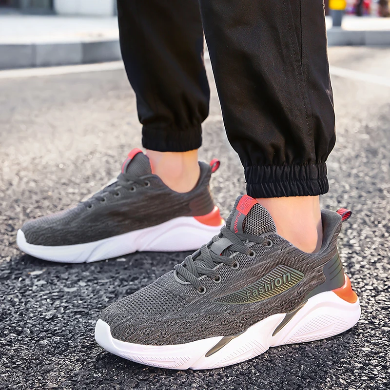 

Leisure Shoes Sports Casual Shoes Trainers Causal For Men Sneakers 2020 Solid White Fashion Knitting Light Breathable