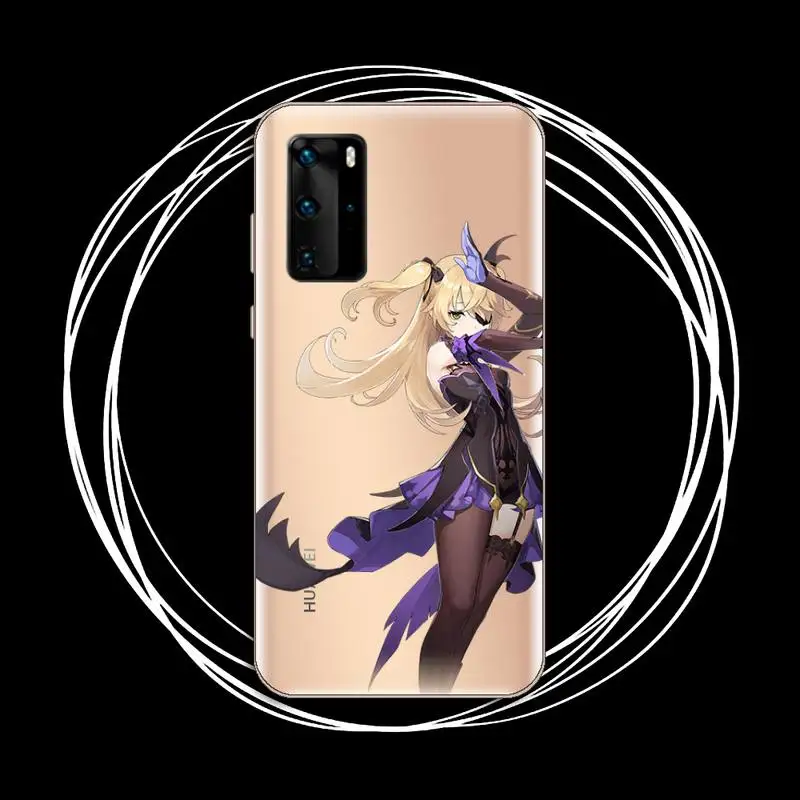 

Anime Genshin Impact Phone Case Transparent for Huawei P20 P30 P40 lite pro P smart 2019 honor 8x 10i