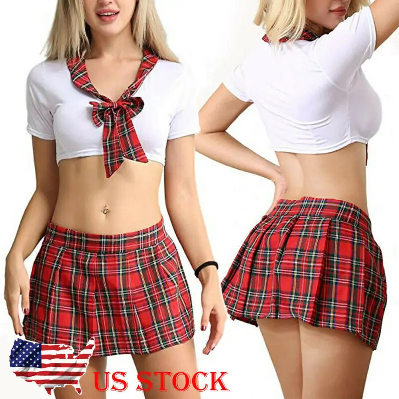 Модные костюмы 2 шт. сексуальная женская форма в красную клетку для школьницы
