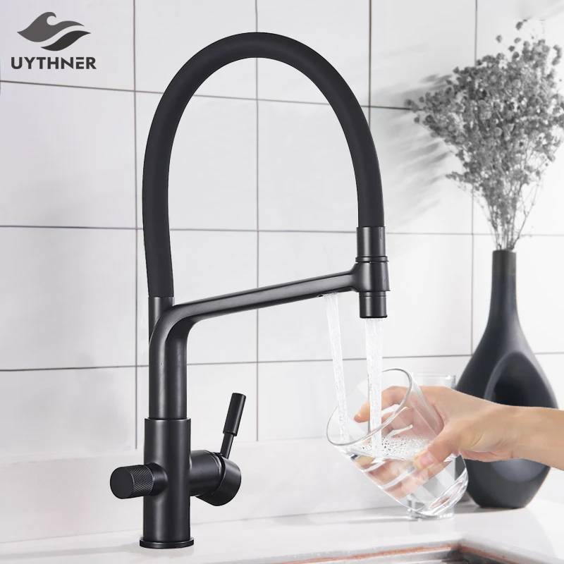 

Kitchen Water Filter Faucet Kitchen Faucets Dual Spout Filter Faucet Mixer 360 Degree Rotation Water Purification Feature Taps