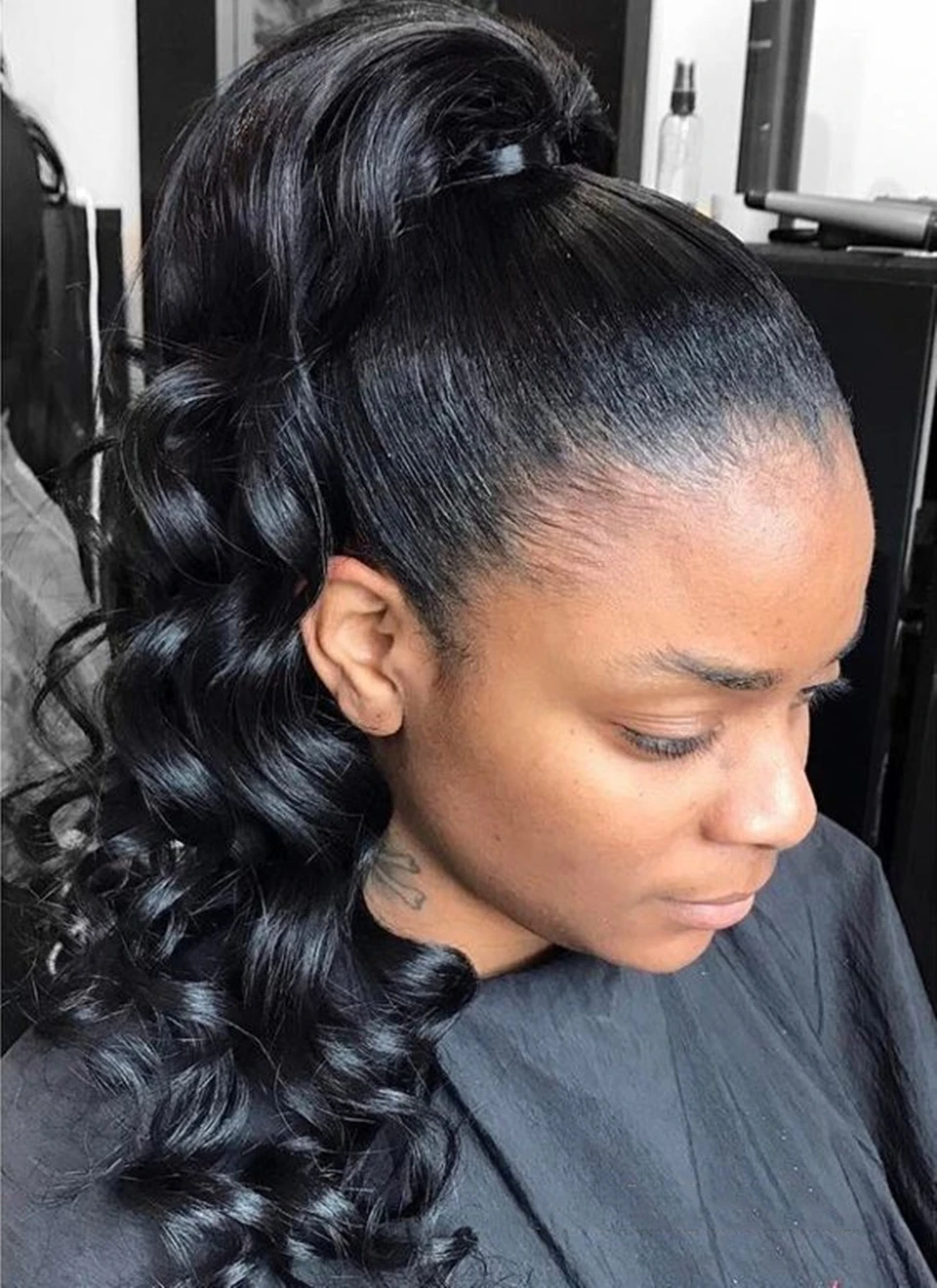 

Remy Black Natural Hairline Soft Free Part 150% Density 22 24Inch long Deep Wave T Part 13x4 Lace Front Human Hair Wig For Women