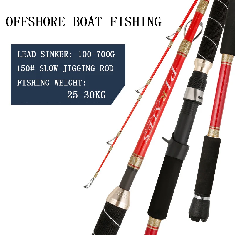 Offshore Boat Fishing Rod 1.65-1.95M 25-30kg Drag Power 1.5 Section Slow Jigging Spinning Casting Fishing Rods