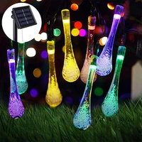 led solar droplet string lights outdoor waterproof fairy light christmas party decoration garden lawn courtyard decoration lamp