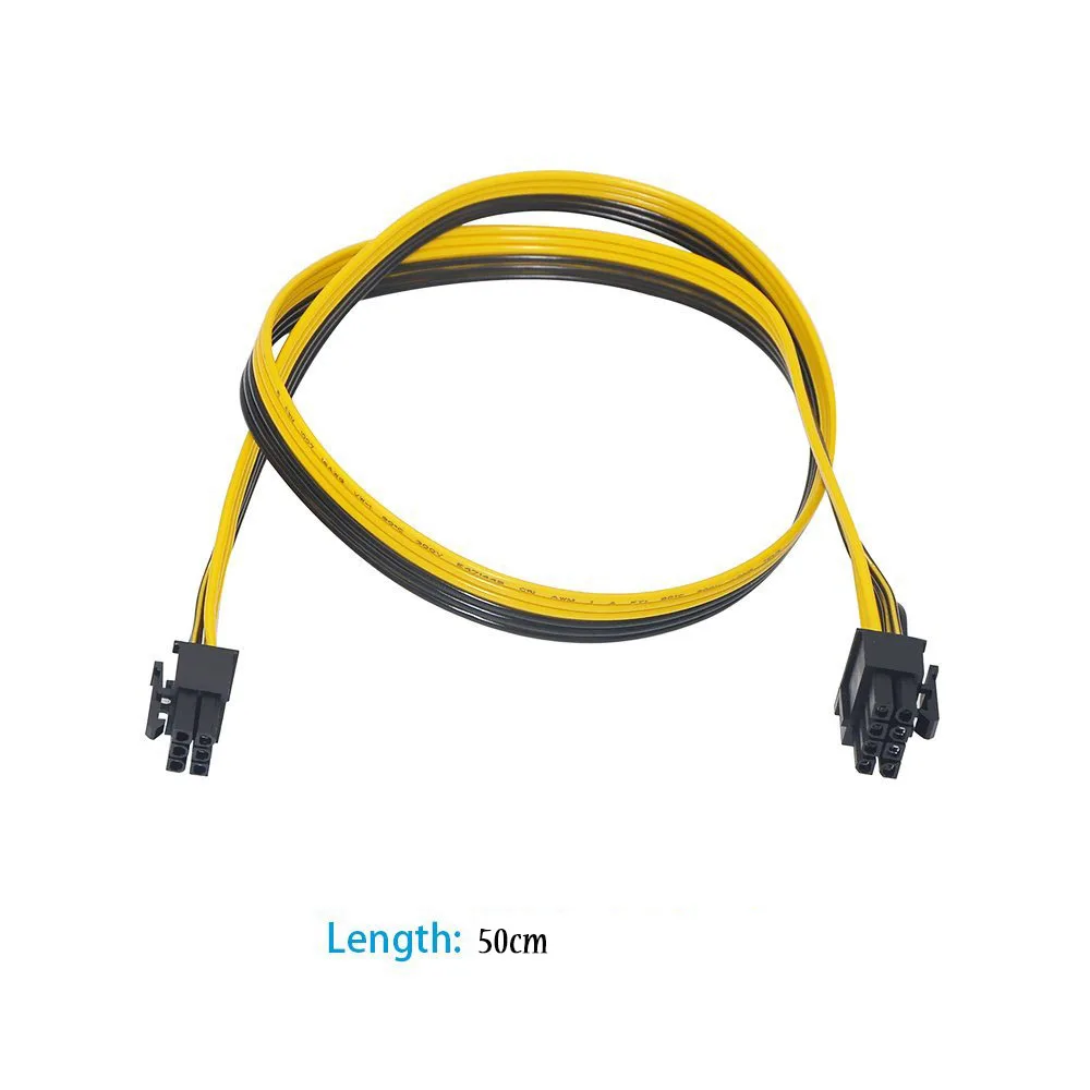 6 шт. 6-контактный PCI-E до 8 контактов (6 + 2) PCI-e (штекер-штекер) силовой кабель GPU 50 см