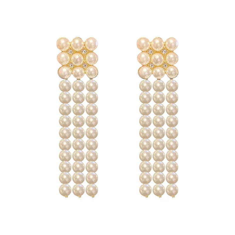 

Statement White Pearls Big Long Drop Earrings For Women 2021 New Jewelry Personality Earings