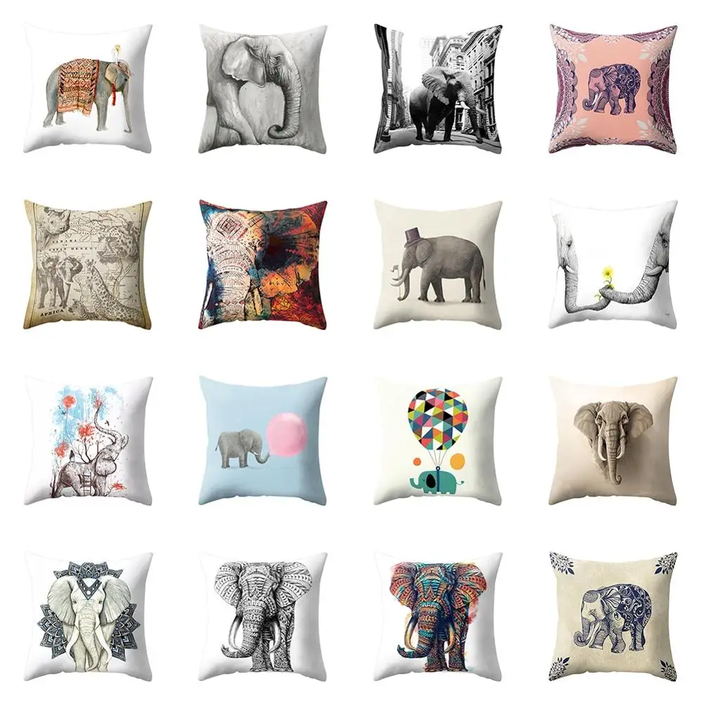 

18'' Cartoon Animal Printed Peach Skin Pillowcase Sofa Soft Cushion Cover For Living Room Bedroom Guestroom Home Decoration