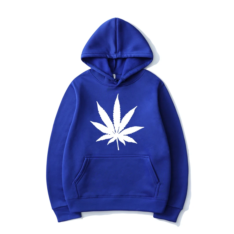 Толстовка Мужская/Женская однотонная с капюшоном и принтом листьев|Мужские