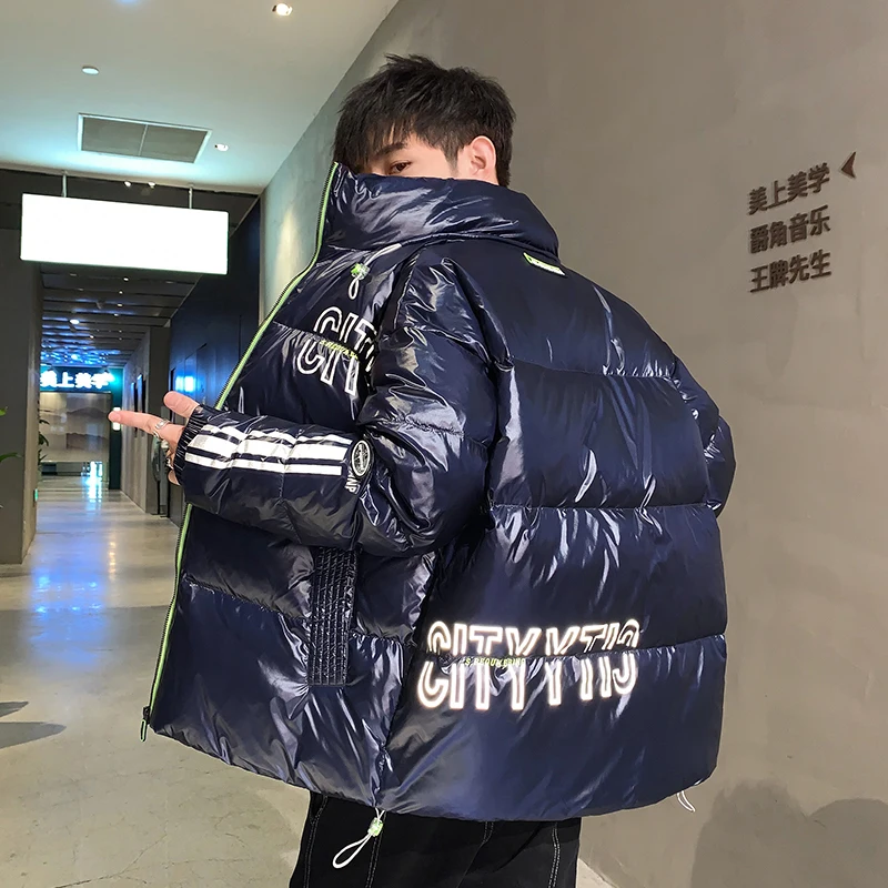 Fashion Mens 2022 Winter  White Duck Down Jacket Outwear Stand Collar Bright Down Parkas Thick Warm Top Coat Waterproof Clothing