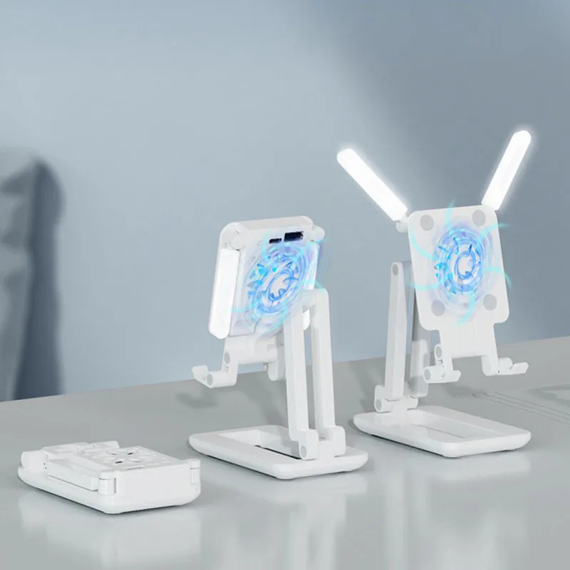 seenda adjustable phone holder with light phone stand with cooling fan multi function fill lamp support for 11inch phone tablet free global shipping