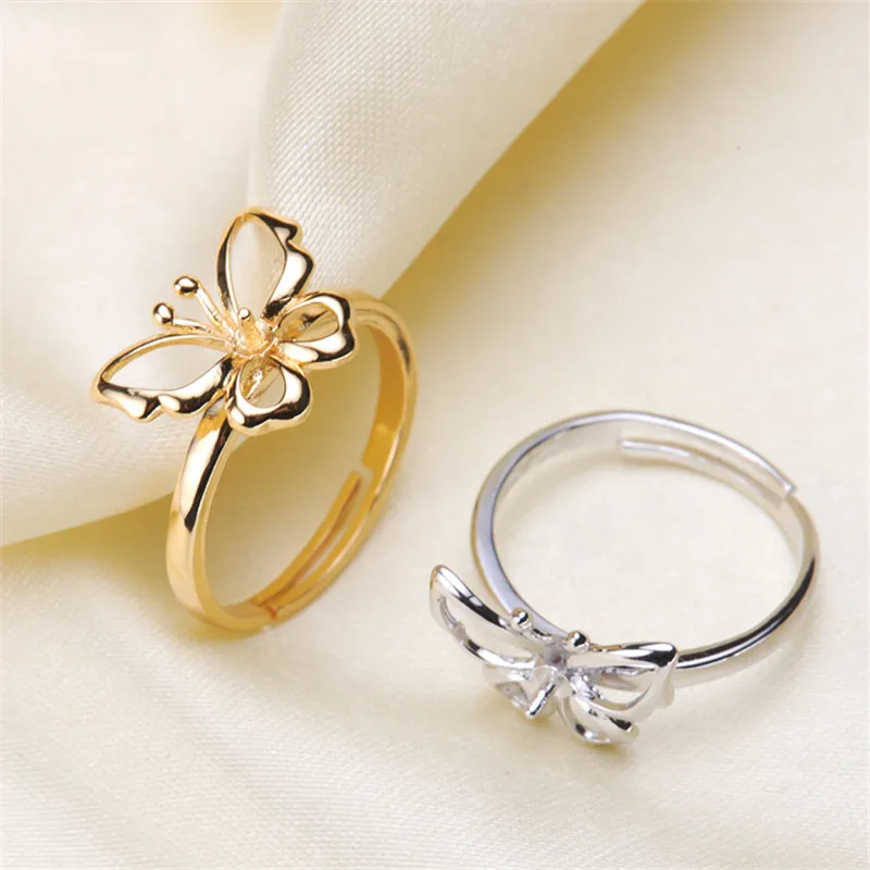 925 посеребренный модный цветок жемчуг кольцо аксессуар Регулируемые кольца