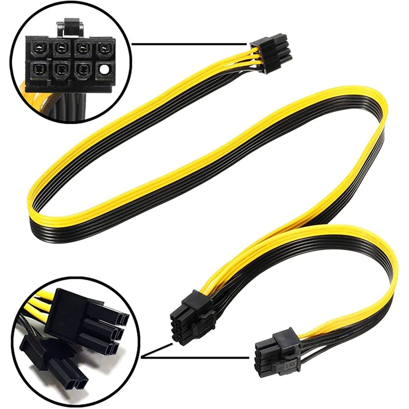 

5Pcs ATX 8 Pin Male to Dual PCIe 8(6+2) Pin Male Power Adapter Cable Only for Corsair Modular Power Supply 60cm+20cm