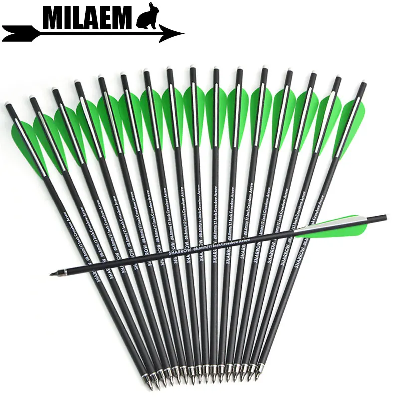 

6/12pcs 17inch Archery Crossbow Bolts Carbon Arrow OD 8mm Replaceable Arrowhead Rubber Feather Hunting Shooting Accessories