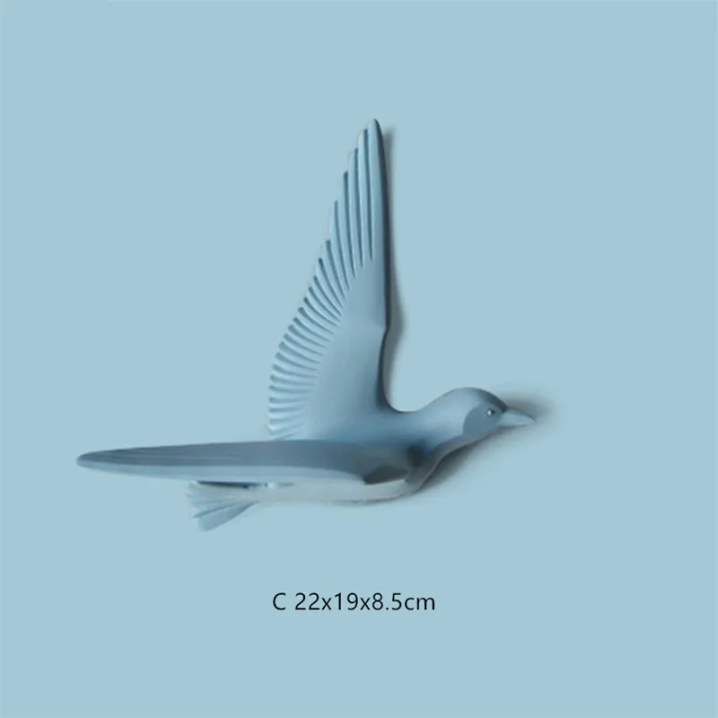 Light blue C Европейский Креативный резиновый Настенный 3D орнамент в виде чайки, птицы, Настенная Наклейка для гостиной, телевизора, фоновое украшение, подвеска в виде животного - Цвет: Light blue C
