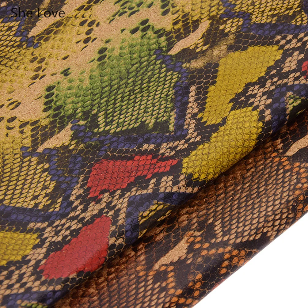 Мягкая пробковая кожа с тиснением под змеиную кожу синтетическая ткань для