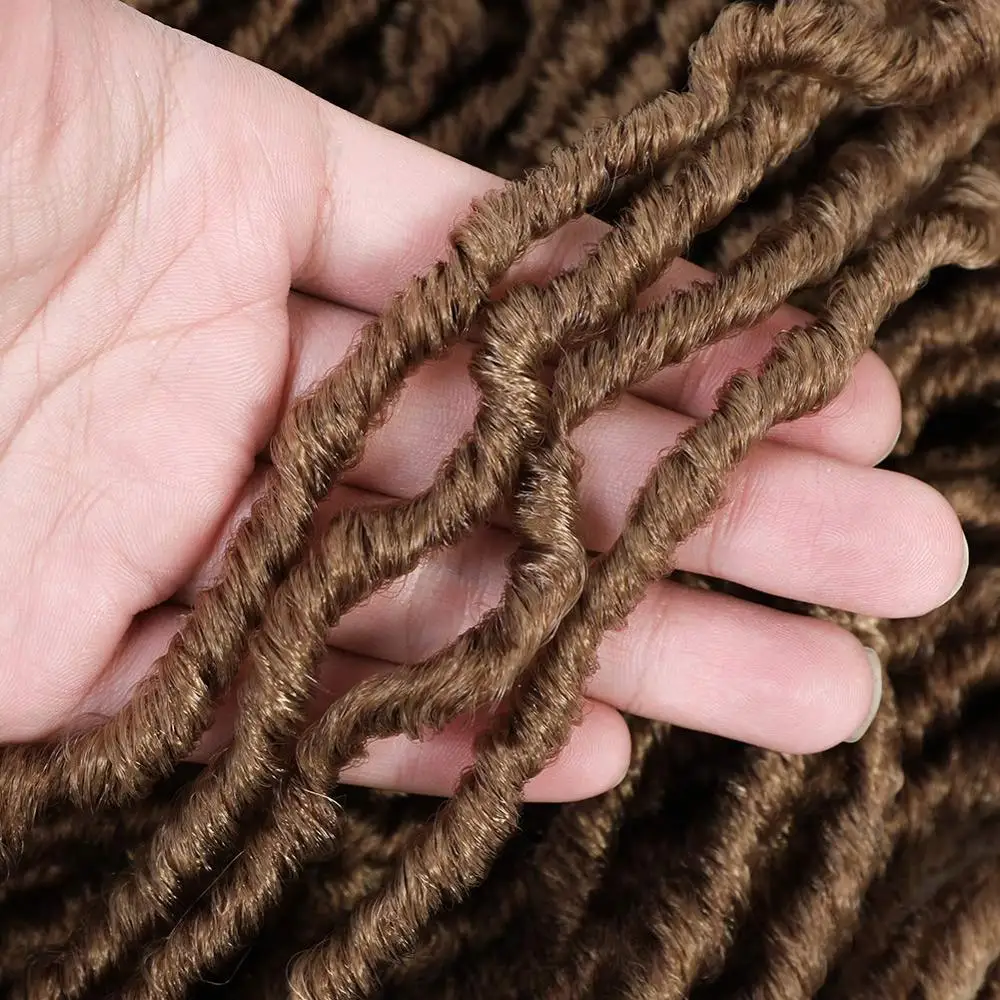 Накладные косы Nu Locs Crochet Hair Faux длиной 36, 24, 18 и 14 дюймов из синтетических материалов с мягкой текстурой для создания косичек-дреадлоков в стиле богини для ежедневного использования черных женщин.