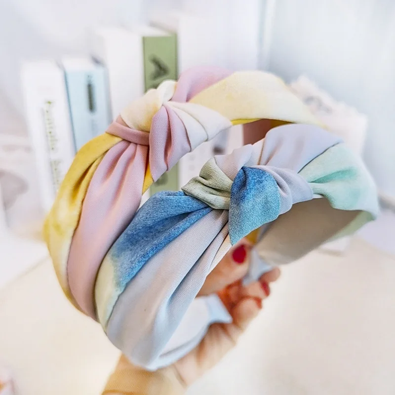 Повязка для волос с узлом женская цветной обруч на голову аксессуар 2021A| |