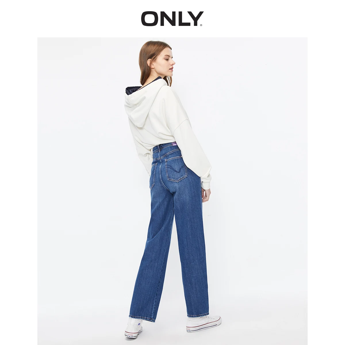 Женские прямые джинсы из 100% хлопка с завышенной талией | Женская одежда