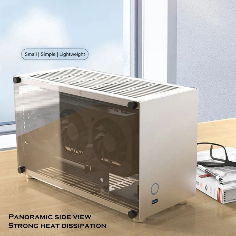 Алюминиевый Чехол ITX Mini двухсторонний стеклянный HTPC A05 игровой настольный