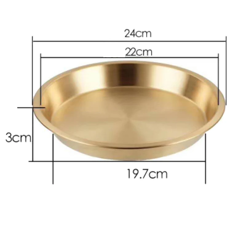 

New 24x24CM Handmade Round Copper Brass Plate Tray Steamed Chicken Fish Brass Storage Snacks and Fruits Serving Tray for Wedding