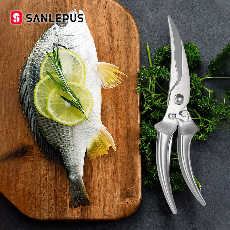 SANLEPUS Kitchen Gadget Stainless Steel Scissors Kitchen Accessories Tools Knife For Meat Vegetable Turkey Barbecue Camping