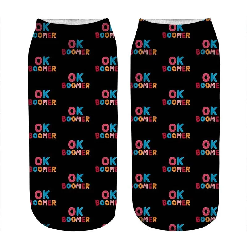 

Женские носки kawaii Ok boomer с принтом названия женские носки harajuku счастливые Смешные новые милые подарочные носки для девочек для женщин