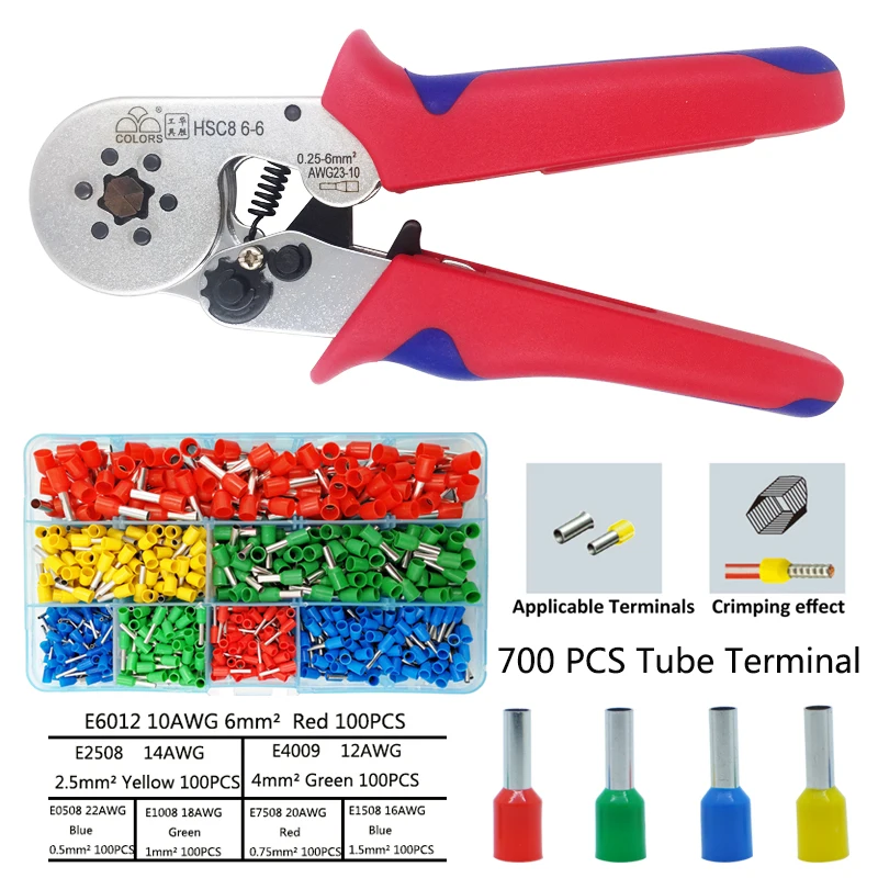 HSC8 10С 0,25-10mm2 23-7AWG HSC8 6-4B/6-6 0,25-6mm2 HSC8 16-4 обжимные клещи электрическая трубка Клеммы Коробка мини фирменный Зажим инструменты