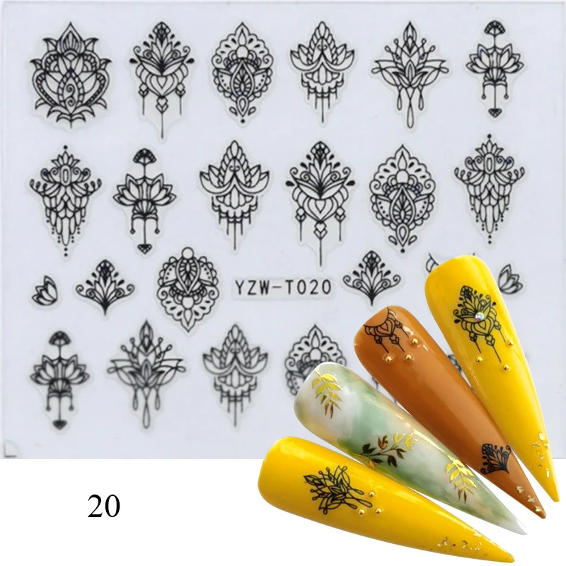 

1Sheet 3D Nail Stickers Flower Letter Design Nail Art Transfer Stickers Decals Nail Art DIY Design Decoration Stickers for Nails
