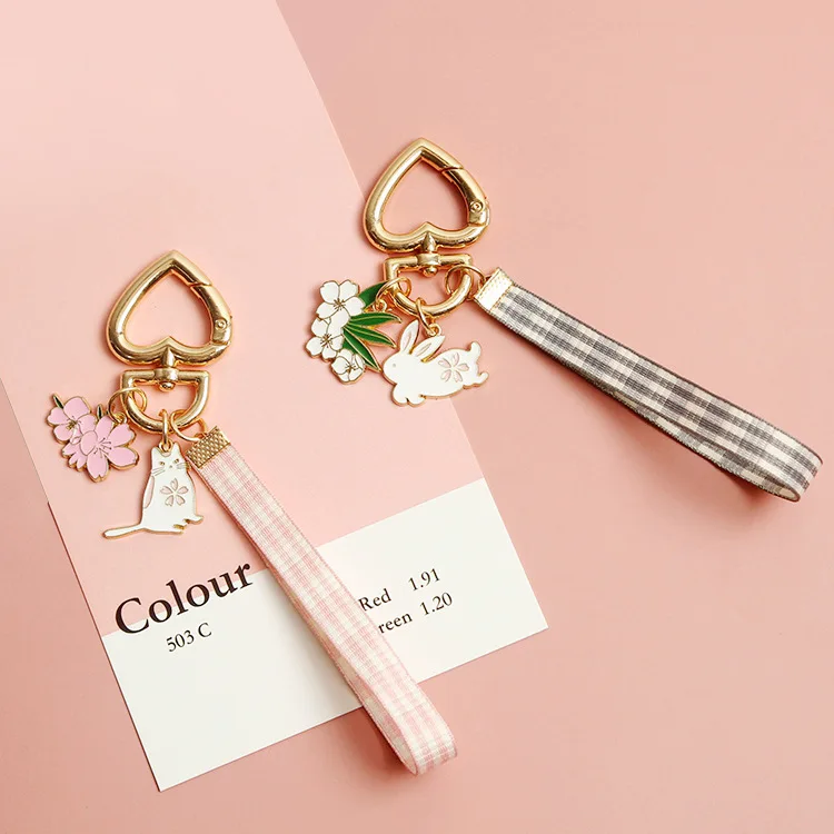 Lovely Ribbon Rabbit Cat Keychain Keyring For Women Girl Jewelry Animal Pet Flower Cute Bag Car Key Holder | Украшения и