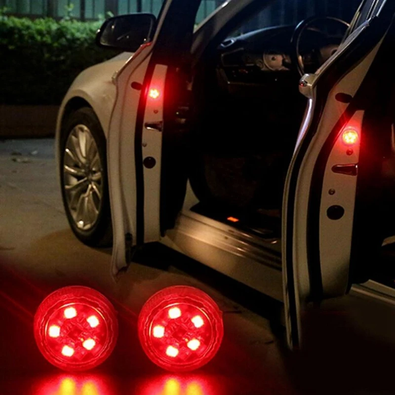 

2PCS Universal Car LED Door Open Warning Anti Collid Signal Flash Light Red