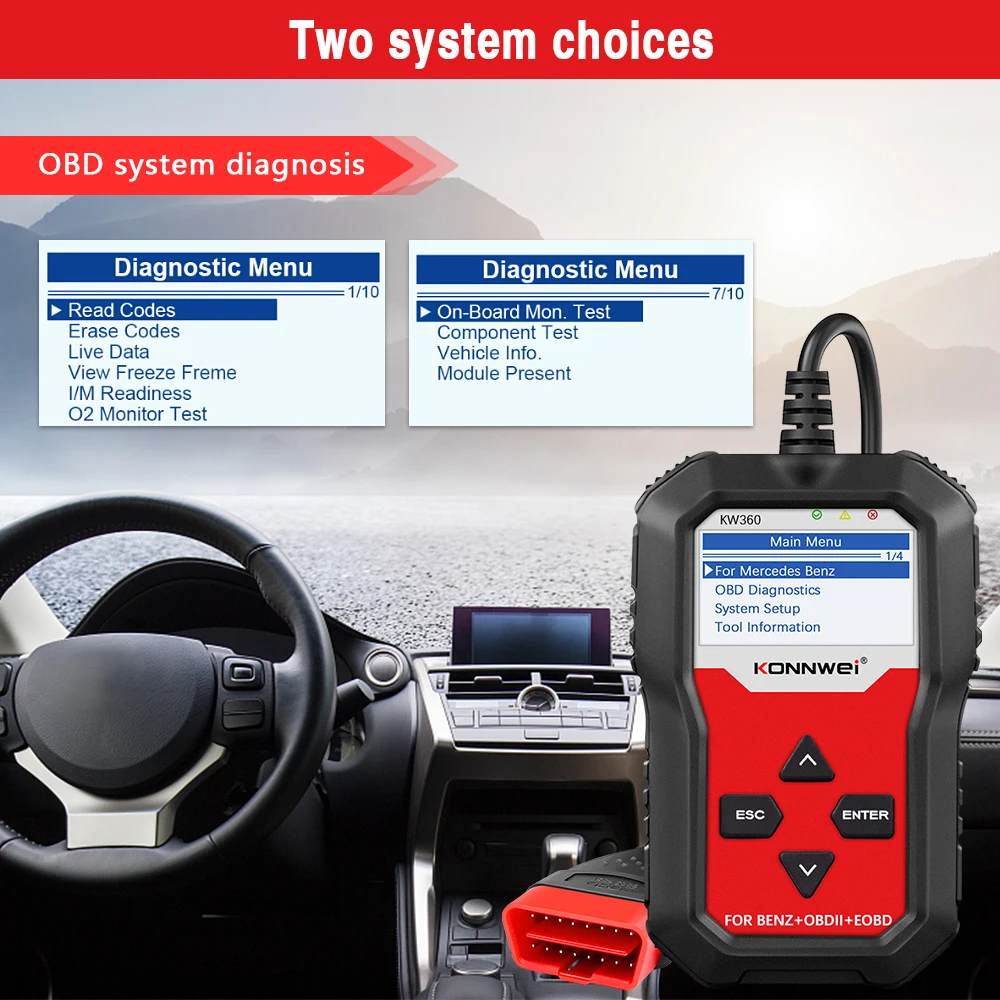 KONNWEI KW360 Mercedes Benz специализированный OBD2 все системы считыватель кодов сброса масла