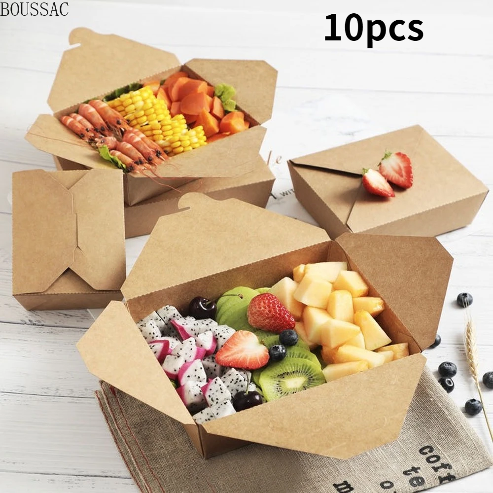 

Environmentally friendly disposable kraft paper lunch box takeaway packaging box fried chicken pizza food fruit packaging